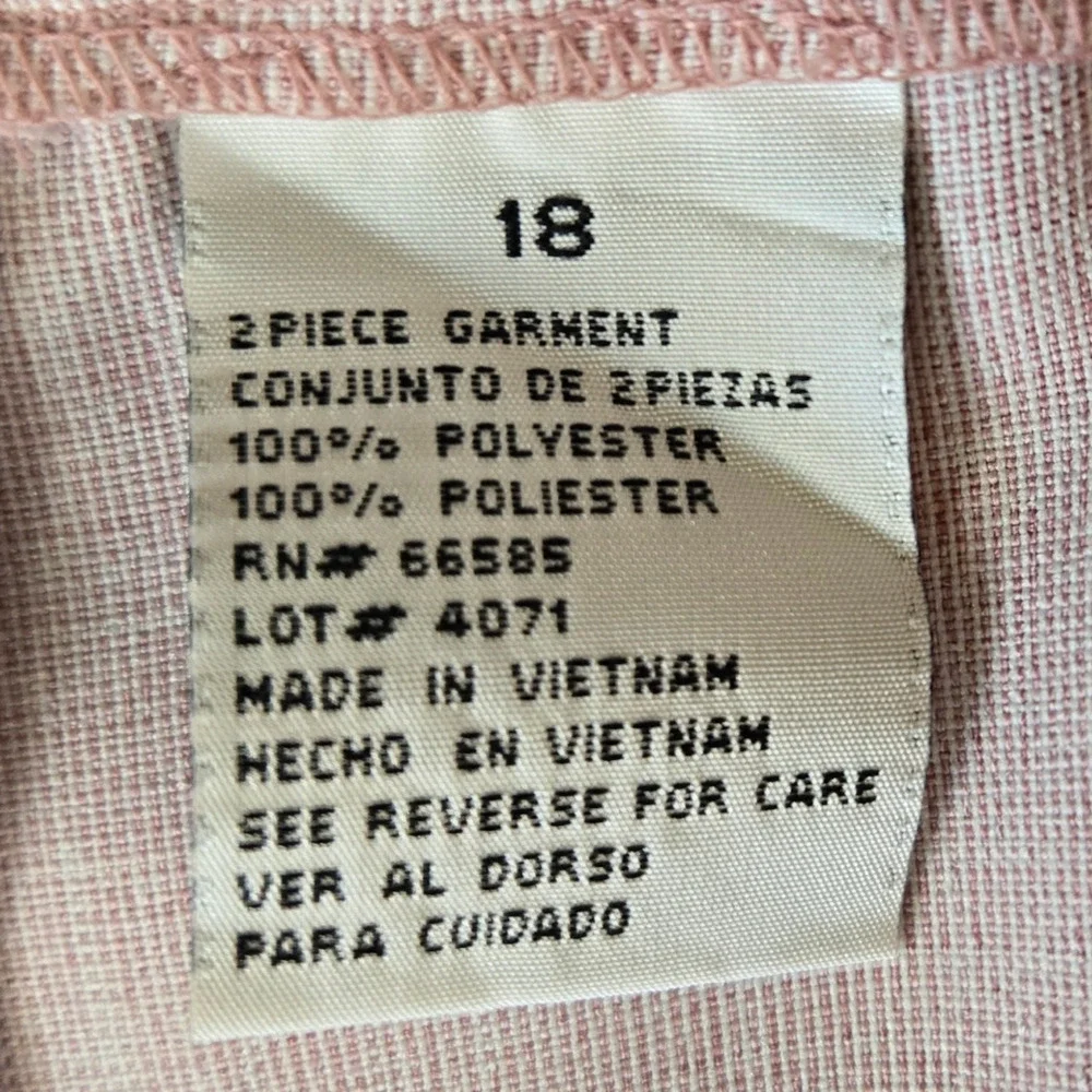 Vintage 90s Light Pink Pantsuit Short Sleeve Blazer Trousers Size Large 12/14